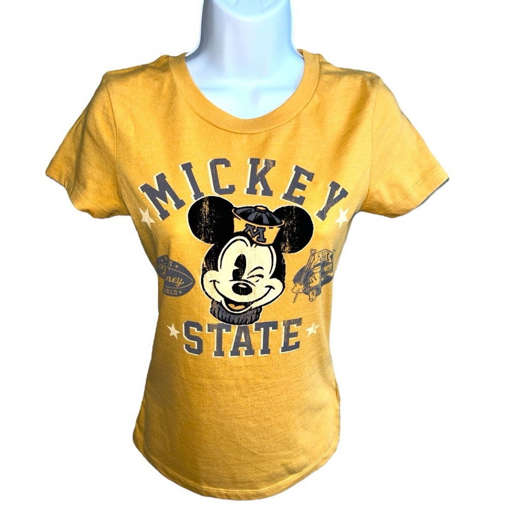Women's Vintage Disney Parks Yellow Mickey Mouse State Short Sleeve Top - S